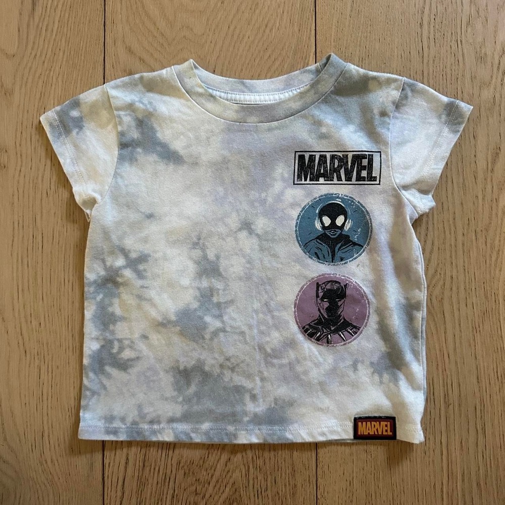 Marvel Kids Spider-Man Black Panther Tie Dye Graphic T-Shirt Blue 12M